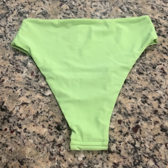Chapman High Cut Waist Bikini Bottoms Neon Green 4 - Picture 3 of 3